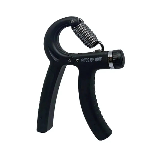 Black hand grip trainer with spring mechanism