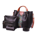 Black handbag with floral detail and matching pouch 