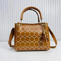 Brown handbag with geometric pattern 