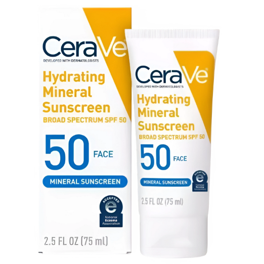 CeraVe hydrating mineral sunscreen tube 