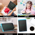 Collage of a child using a digital drawing tablet for teaching, writing, family messages, and office work.