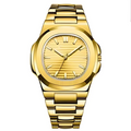 Gold wristwatch on a white background