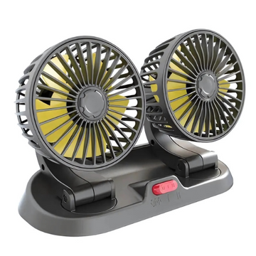 Gray and yellow dual-fan device