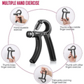 Hand grip exerciser with various exercise illustrations