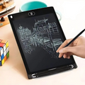 Person drawing a cityscape on a digital drawing tablet with a stylus.