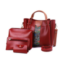 Red handbag with a smaller matching pouch