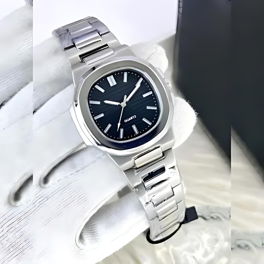 Gold wristwatch on a white background