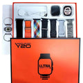 Smartwatch packaging with accessories on a white background