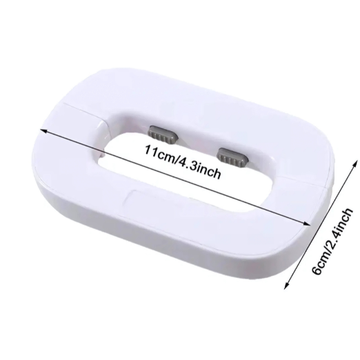 White electronic device with dimensions labeled