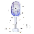 Electric fly swatter with USB cable on a white background